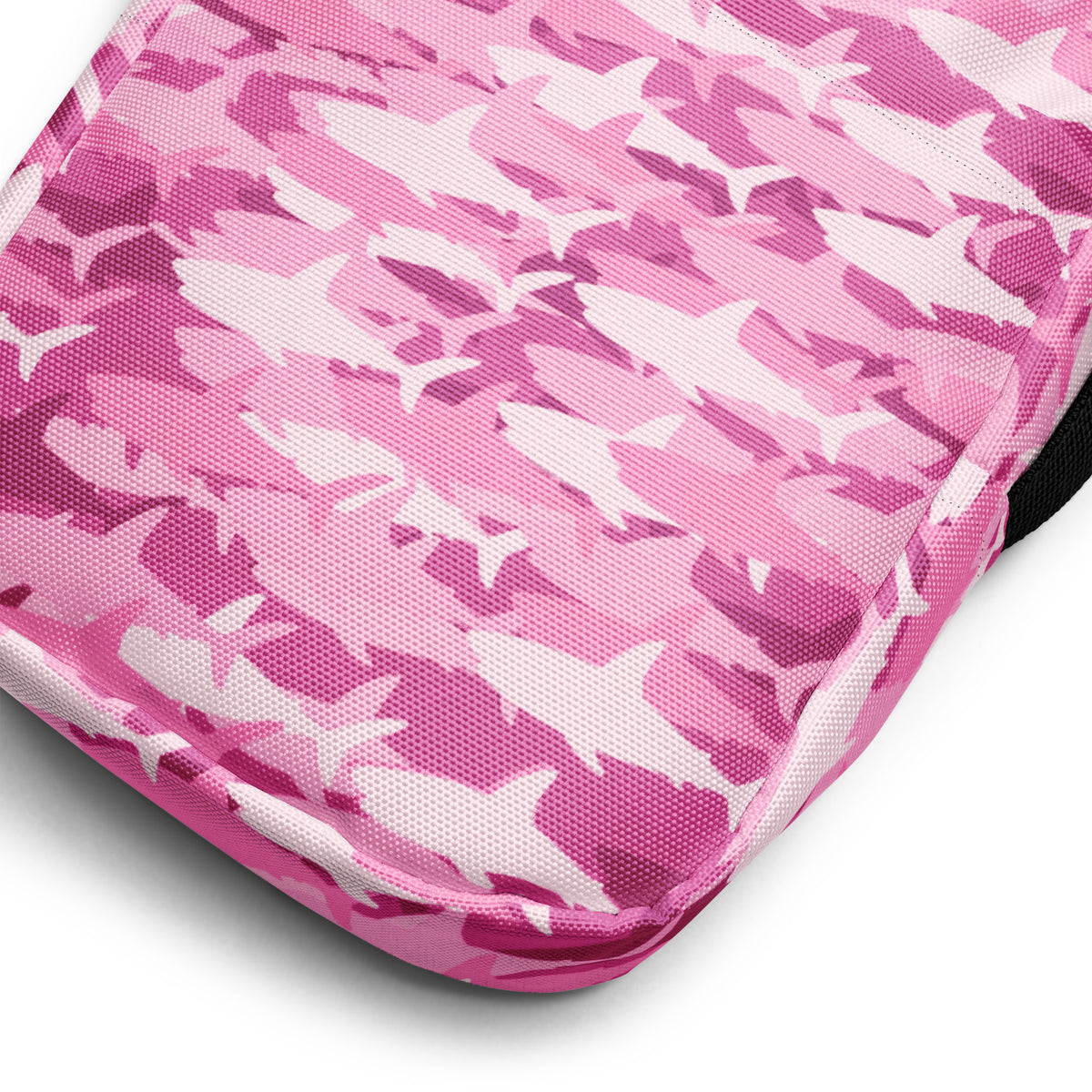 Girls Pink Shark Camouflage Crossbody Bag – Water Resistant Mini Purse With Adjustable Strap & Pockets