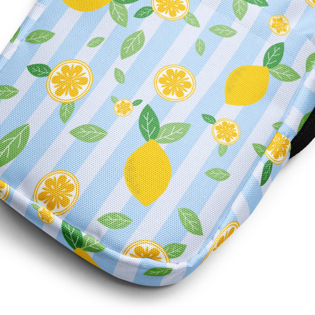 Girls Lemon Stripe Crossbody Bag – Water Resistant Mini Purse With Adjustable Strap & Pockets