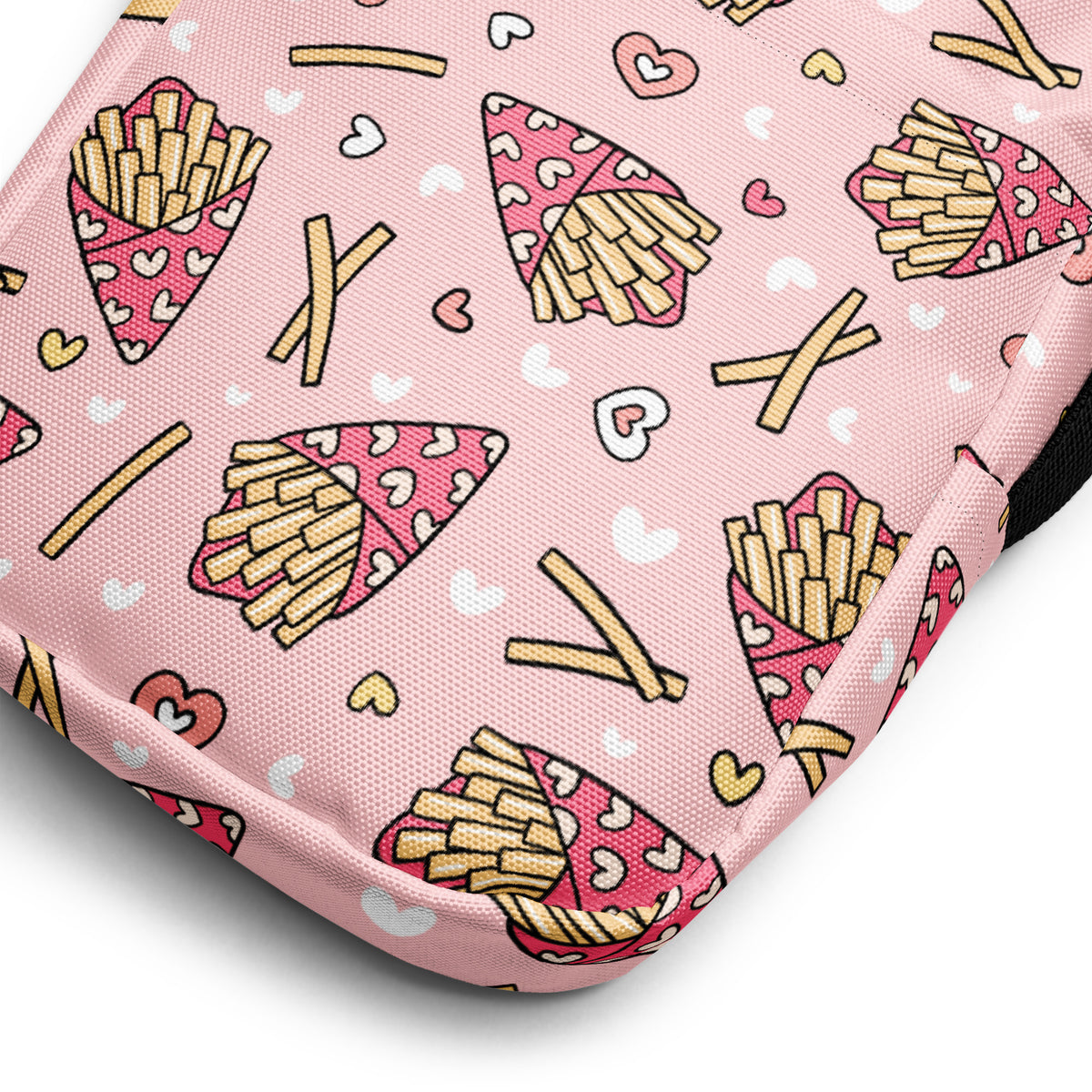 Pink French Fries Crossbody Bag – Water Resistant Mini Purse With Adjustable Strap & Pockets