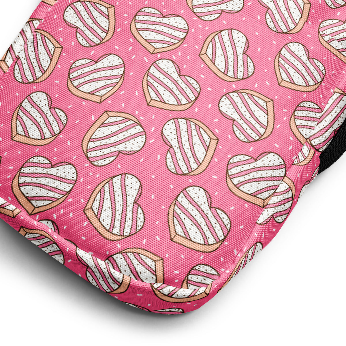 Pink Heart Cookies Crossbody Bag – Water Resistant Mini Purse With Adjustable Strap & Pockets