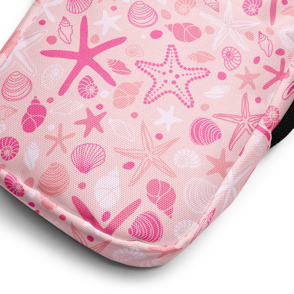 Pink Starfish & Shells Crossbody Bag – Water Resistant Mini Purse With Adjustable Strap & Pockets