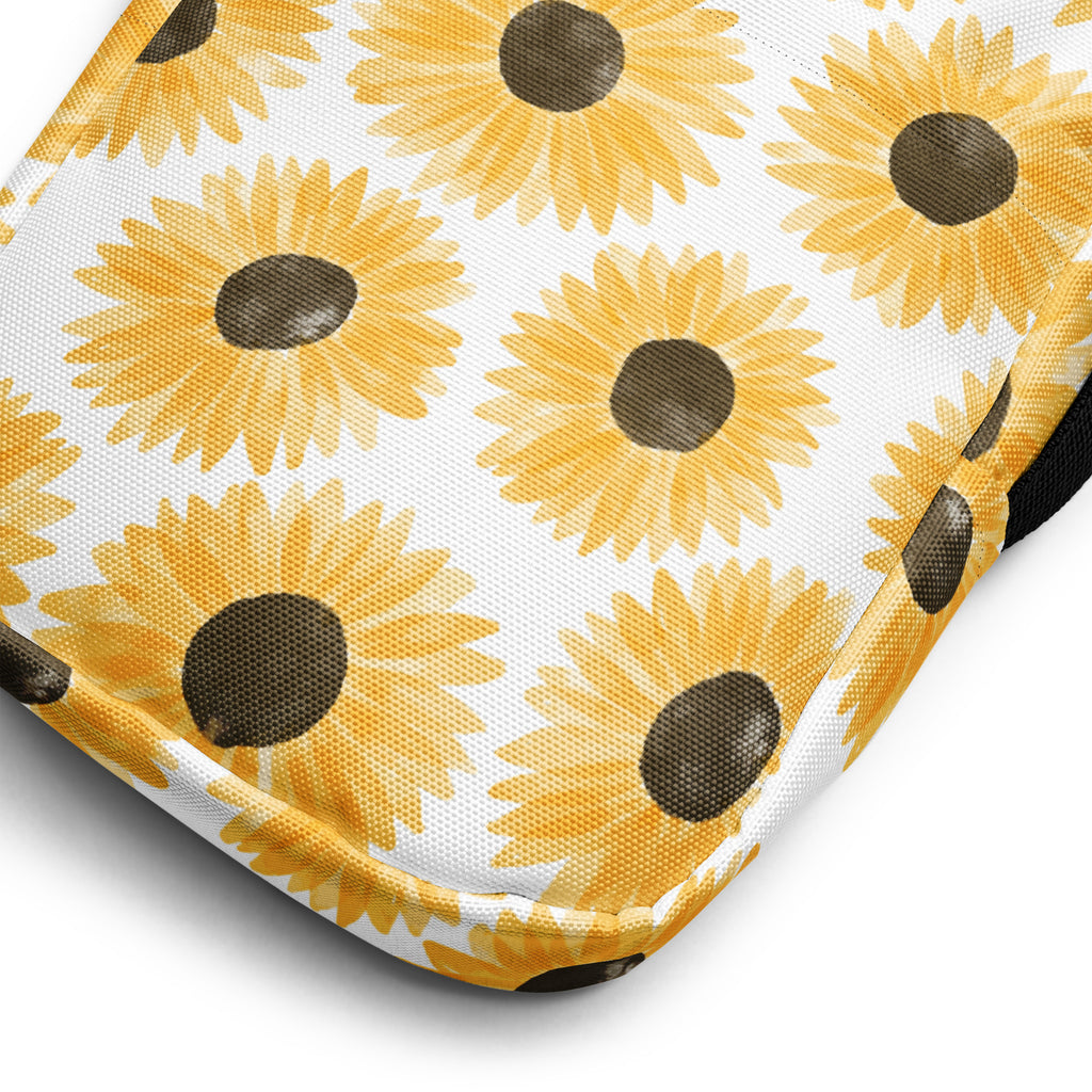 Watercolor Sunflower Crossbody Bag – Water Resistant Mini Purse With Adjustable Strap & Pockets