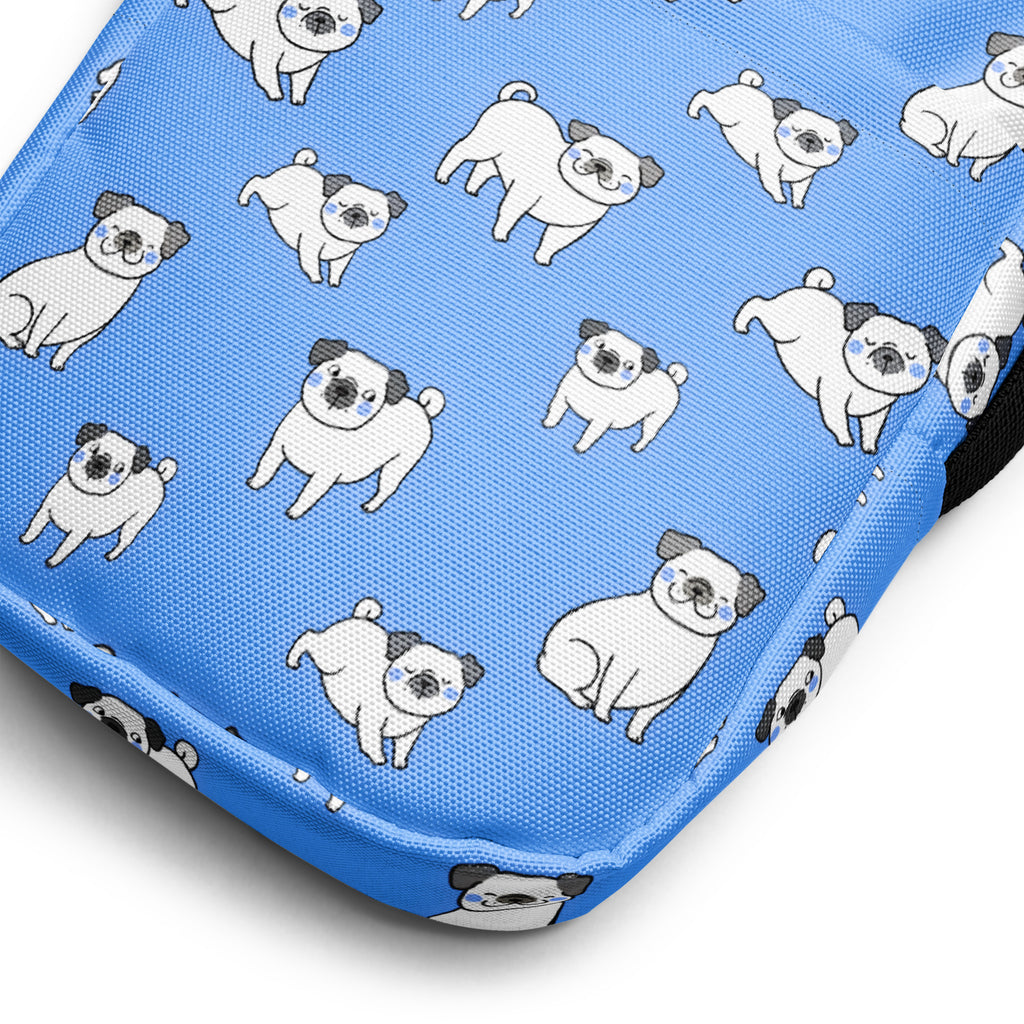 Blue Pug Crossbody Bag – Water Resistant Mini Purse With Adjustable Strap & Pockets