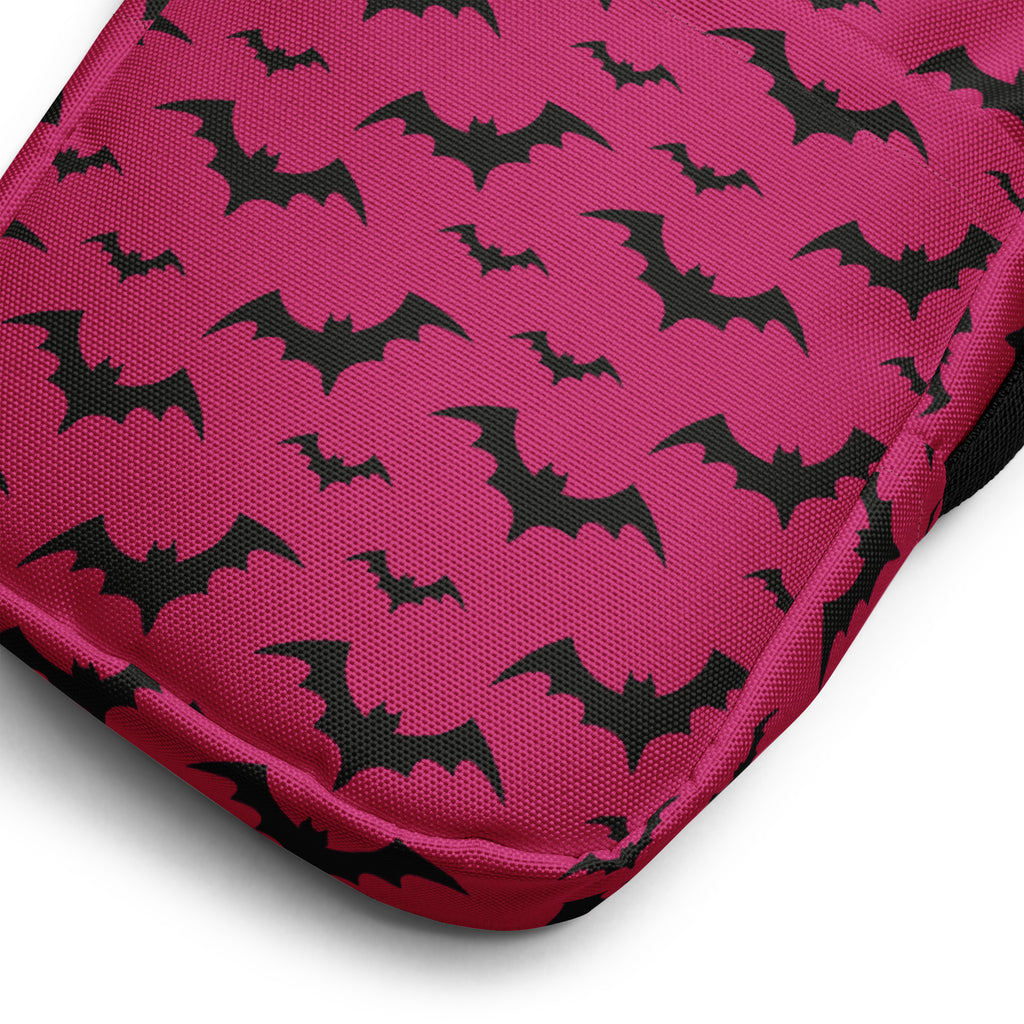 Girls Pink Bats Halloween Crossbody Bag – Water Resistant Mini Purse With Adjustable Strap & Pockets