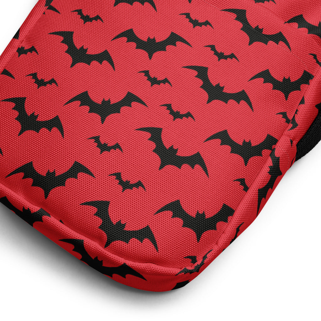 Red Bats Halloween Crossbody Bag – Water Resistant Mini Purse With Adjustable Strap & Pockets