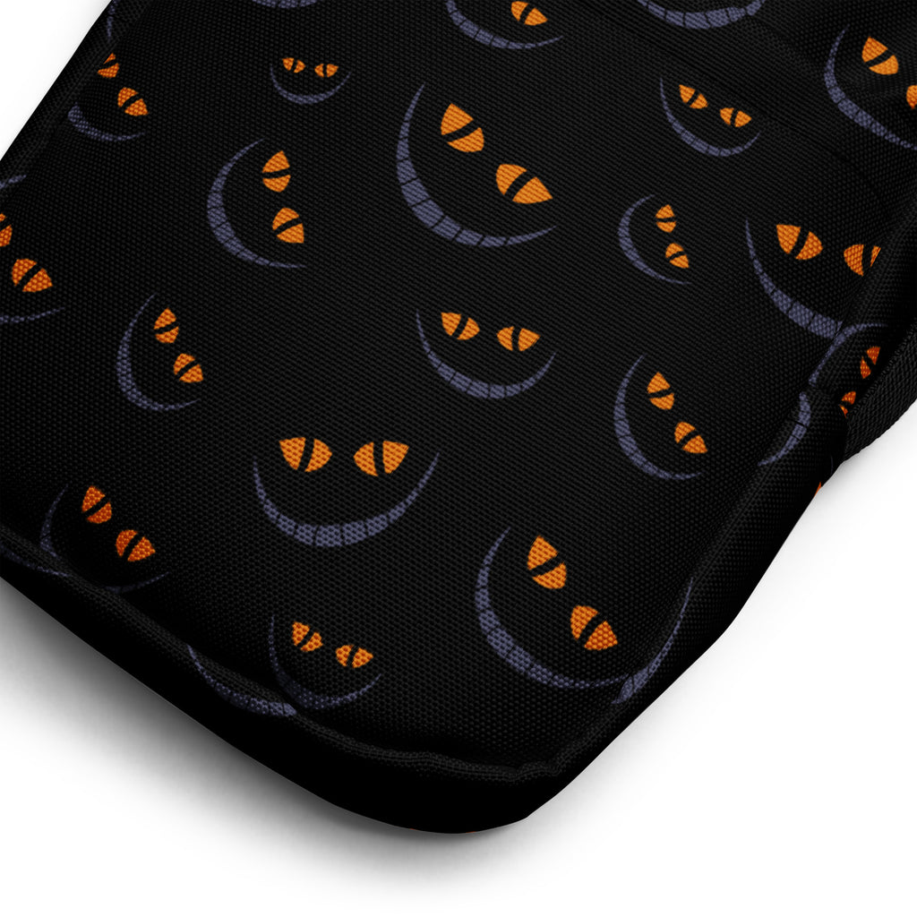 Spooky Black Cat Halloween Crossbody Bag – Water Resistant Mini Purse With Adjustable Strap & Pockets