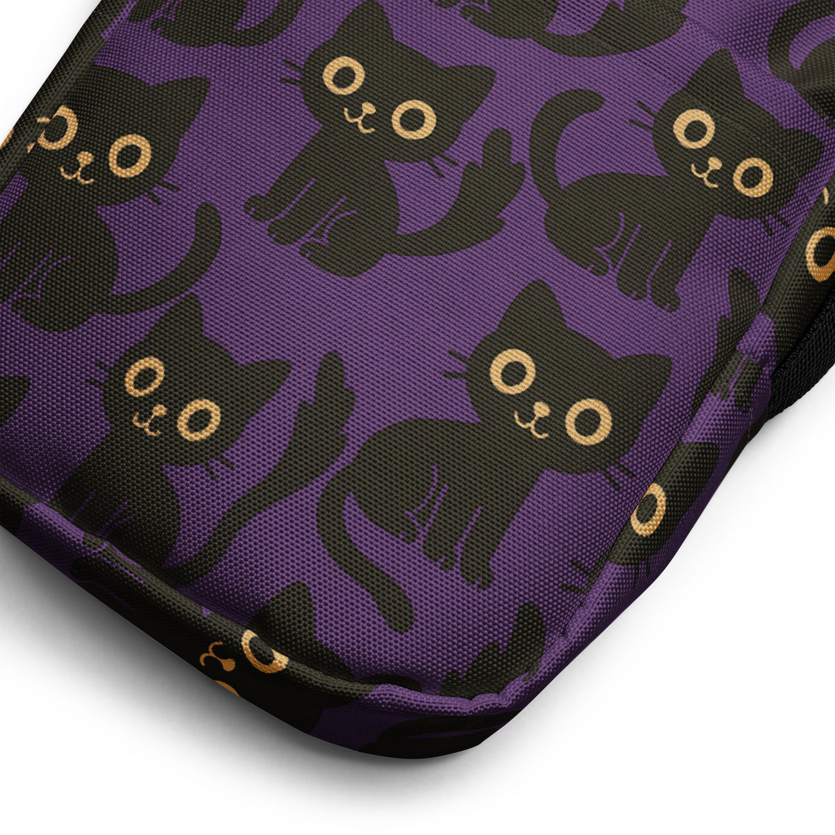 Cute Black Cat Halloween Crossbody Bag – Water Resistant Mini Purse With Adjustable Strap & Pockets