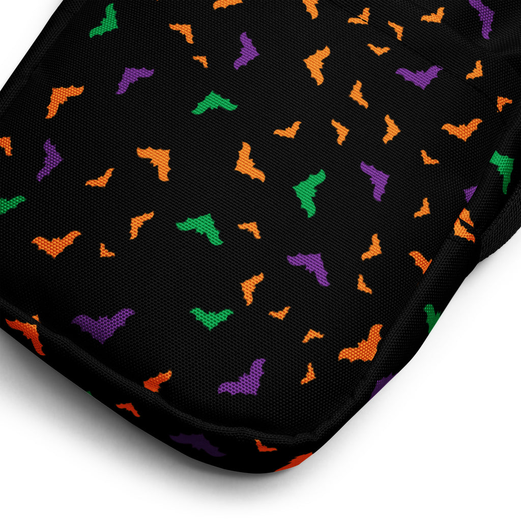 Colorful Bats Halloween Crossbody Bag – Water Resistant Mini Purse With Adjustable Strap & Pockets