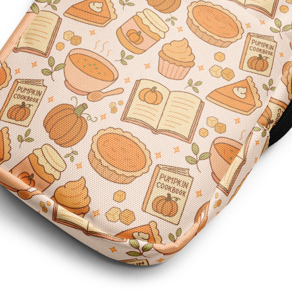 Pumpkin Pie Themed Crossbody Bag – Water Resistant Mini Purse With Adjustable Strap & Pockets