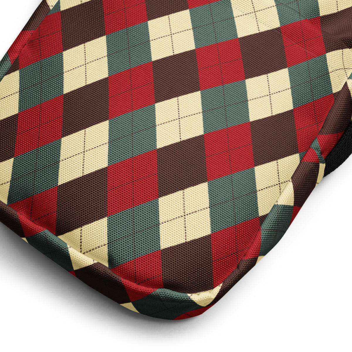 Vintage Christmas Argyle Crossbody Bag – Water Resistant Mini Purse With Adjustable Strap & Pockets