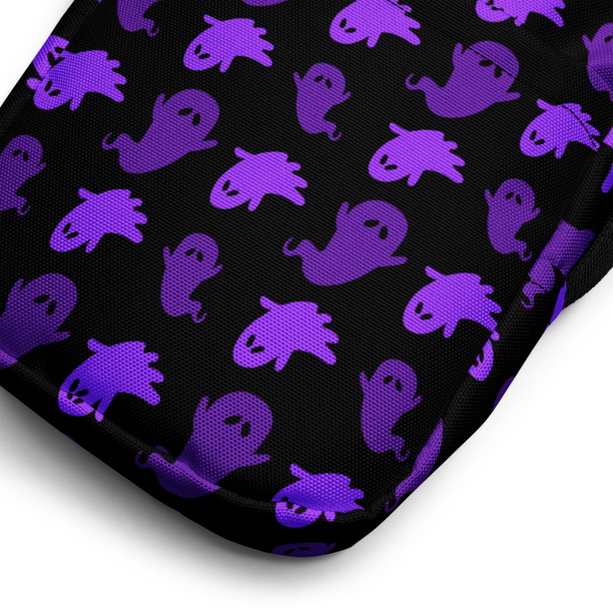 Purple Ghost Halloween Crossbody Bag – Water Resistant Mini Purse With Adjustable Strap & Pockets