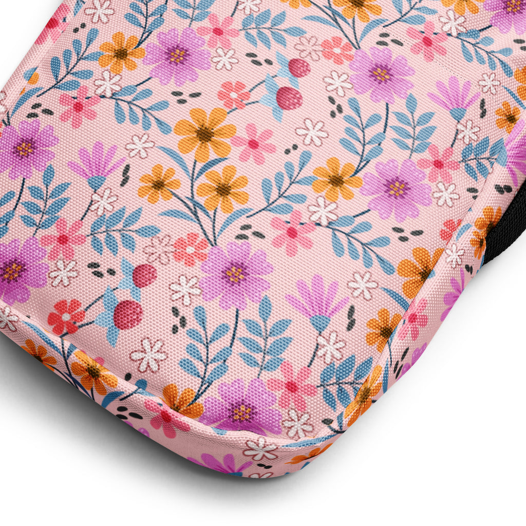 Pink Floral Crossbody Bag – Water Resistant Mini Purse With Adjustable Strap & Pockets