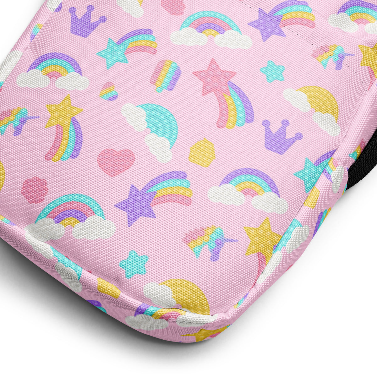 Girls Pink Rainbow Fidget Toy Crossbody Bag – Water Resistant Mini Purse With Adjustable Strap & Pockets