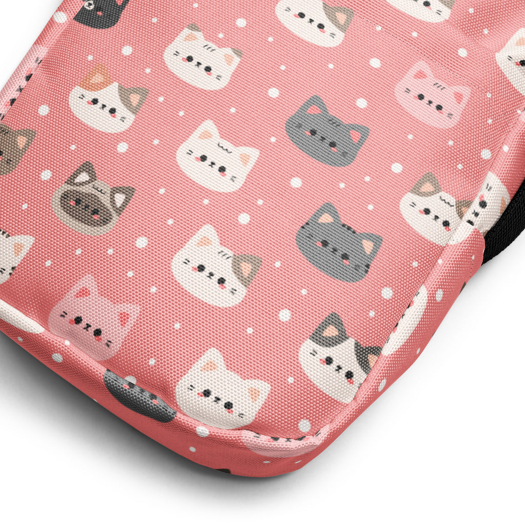 Pink Cat Crossbody Bag – Water Resistant Mini Purse With Adjustable Strap & Pockets