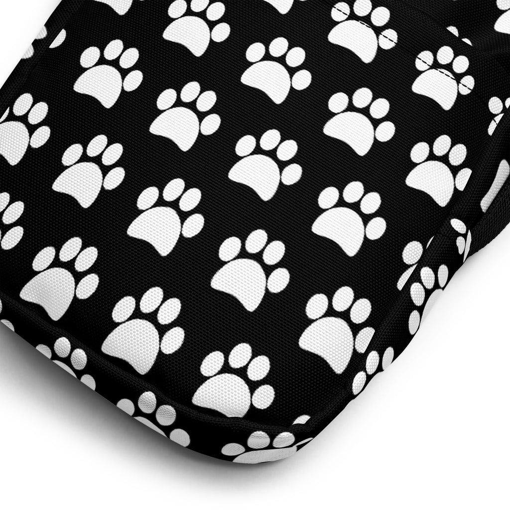 Black Paw Print Crossbody Bag – Water Resistant Mini Purse With Adjustable Strap & Pockets