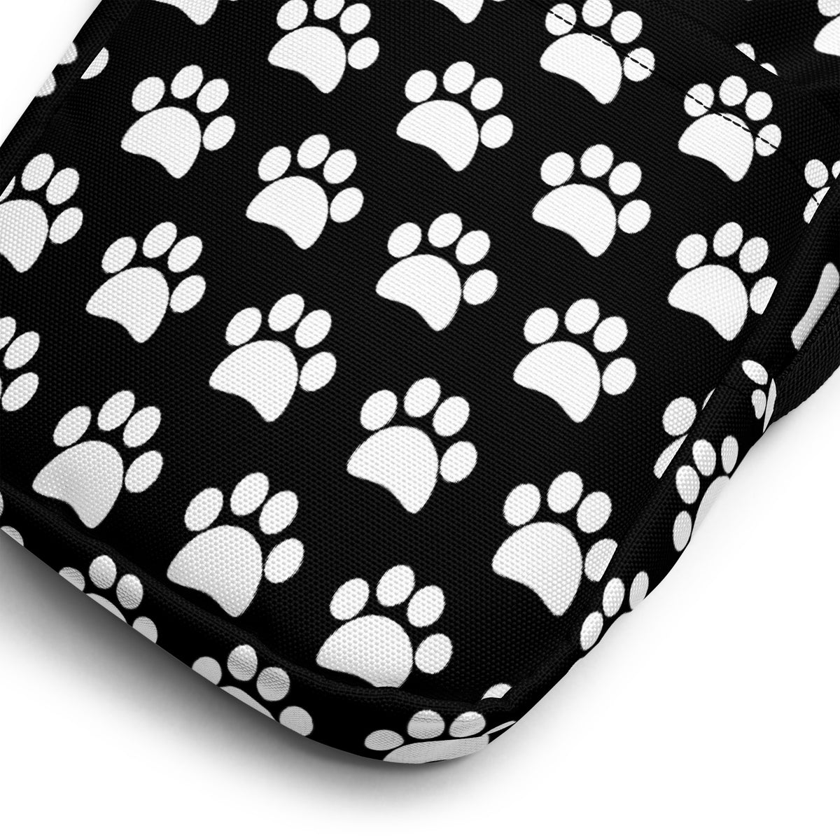 Black Paw Print Crossbody Bag – Water Resistant Mini Purse With Adjustable Strap & Pockets