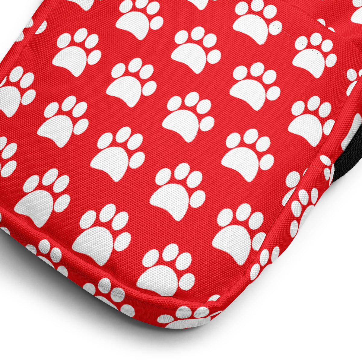 Red Paw Print Crossbody Bag – Water Resistant Mini Purse With Adjustable Strap & Pockets
