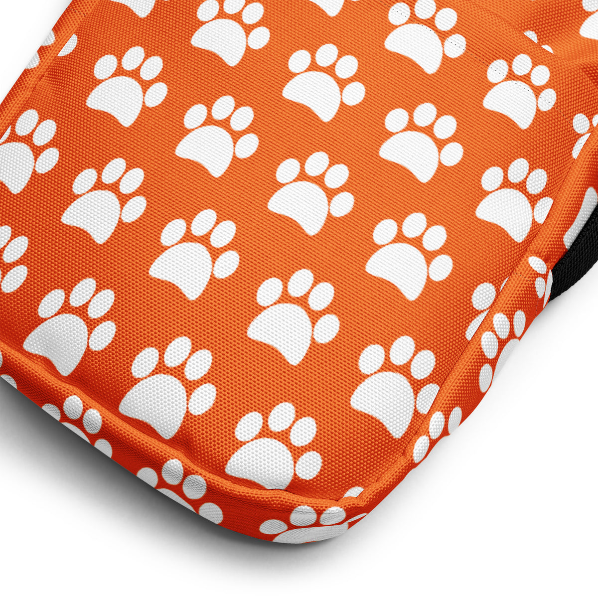 Orange Paw Print Crossbody Bag – Water Resistant Mini Purse With Adjustable Strap & Pockets