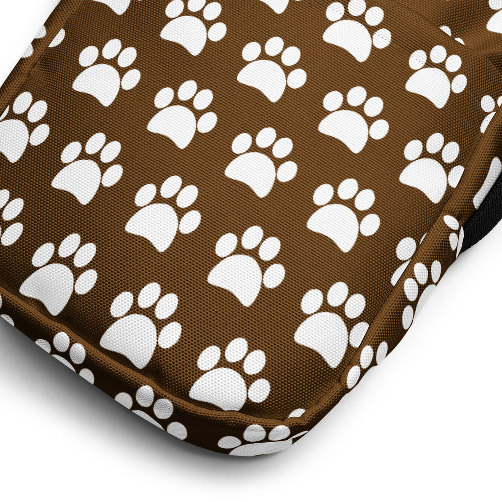 Brown Paw Print Crossbody Bag – Water Resistant Mini Purse With Adjustable Strap & Pockets