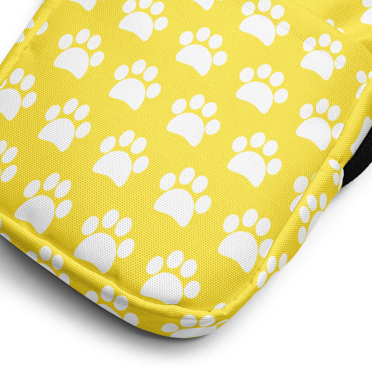Yellow Paw Print Crossbody Bag – Water Resistant Mini Purse With Adjustable Strap & Pockets