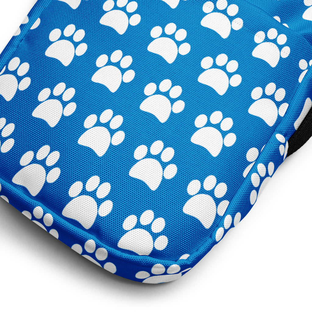 Royal Blue Paw Print Crossbody Bag – Water Resistant Mini Purse With Adjustable Strap & Pockets