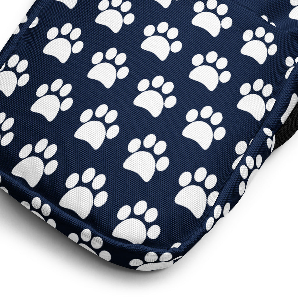 Navy Blue Paw Print Crossbody Bag – Water Resistant Mini Purse With Adjustable Strap & Pockets