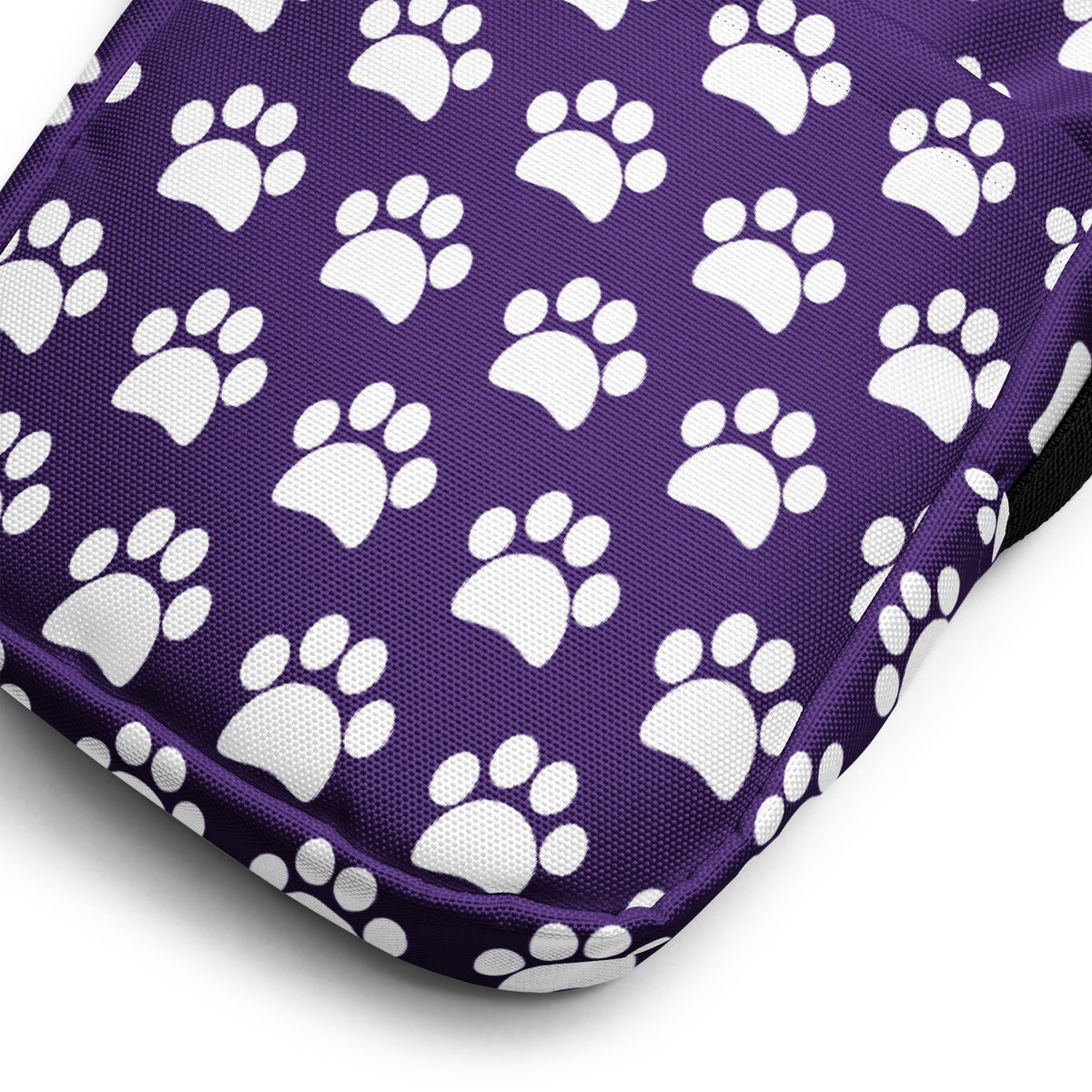 Dark Purple Paw Print Crossbody Bag – Water Resistant Mini Purse With Adjustable Strap & Pockets