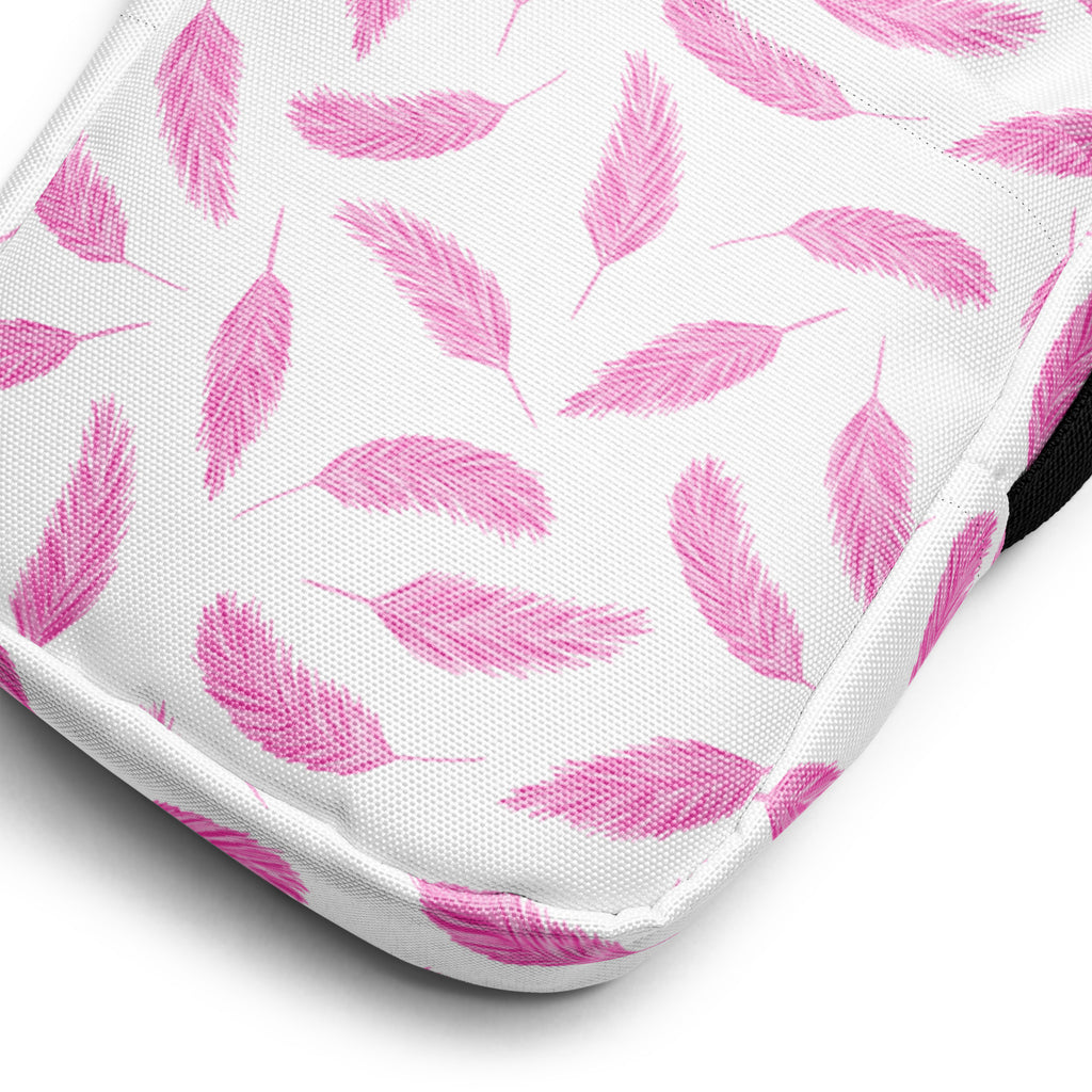 Pink Flamingo Feathers Crossbody Bag – Water Resistant Mini Purse With Adjustable Strap & Pockets