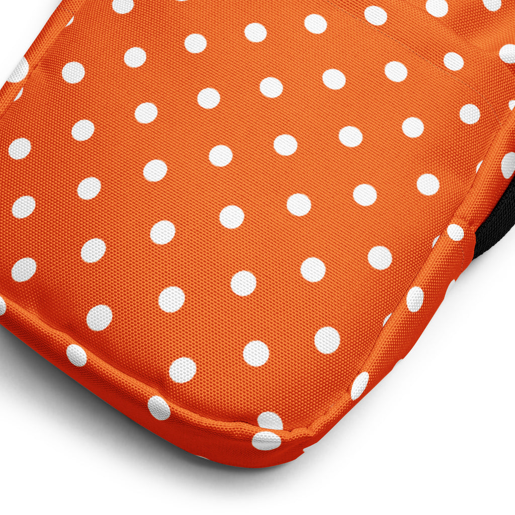Orange Polka Dot Crossbody Bag – Water Resistant Mini Purse With Adjustable Strap & Pockets