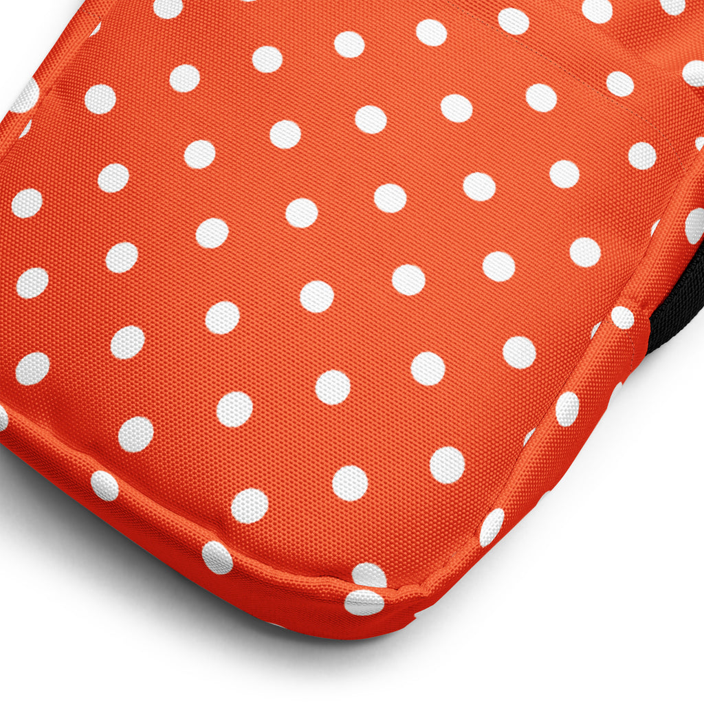 Bright Orange Polka Dot Crossbody Bag – Water Resistant Mini Purse With Adjustable Strap & Pockets