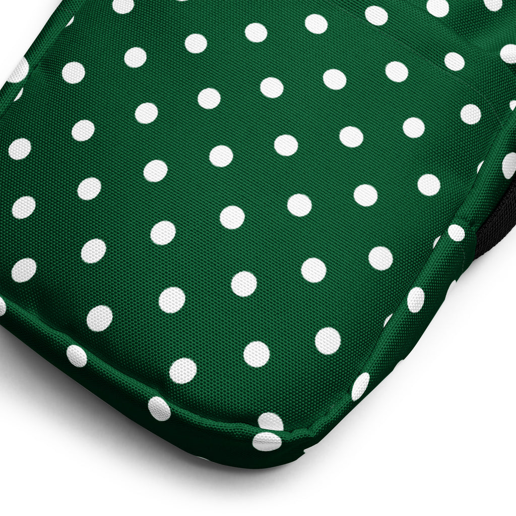 Forest Green Polka Dot Crossbody Bag – Water Resistant Mini Purse With Adjustable Strap & Pockets