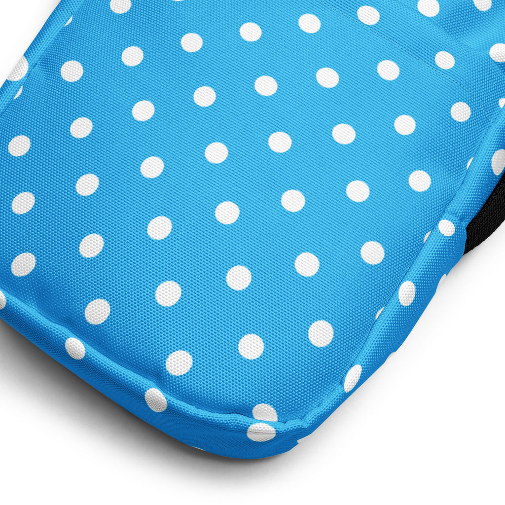 Girls Sky Blue Polka Dot Crossbody Bag – Water Resistant Mini Purse With Adjustable Strap & Pockets