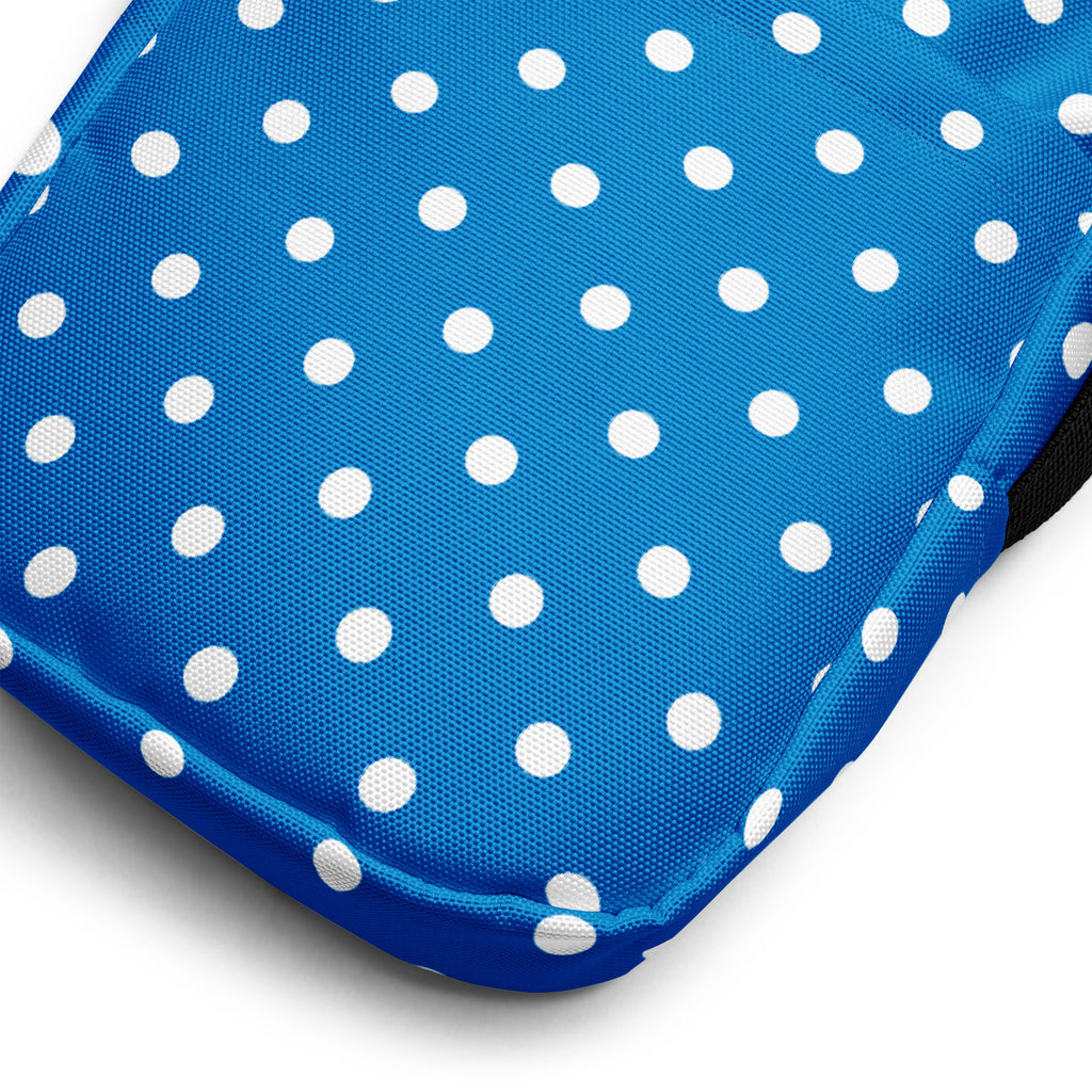 Royal Blue Polka Dot Crossbody Bag – Water Resistant Mini Purse With Adjustable Strap & Pockets