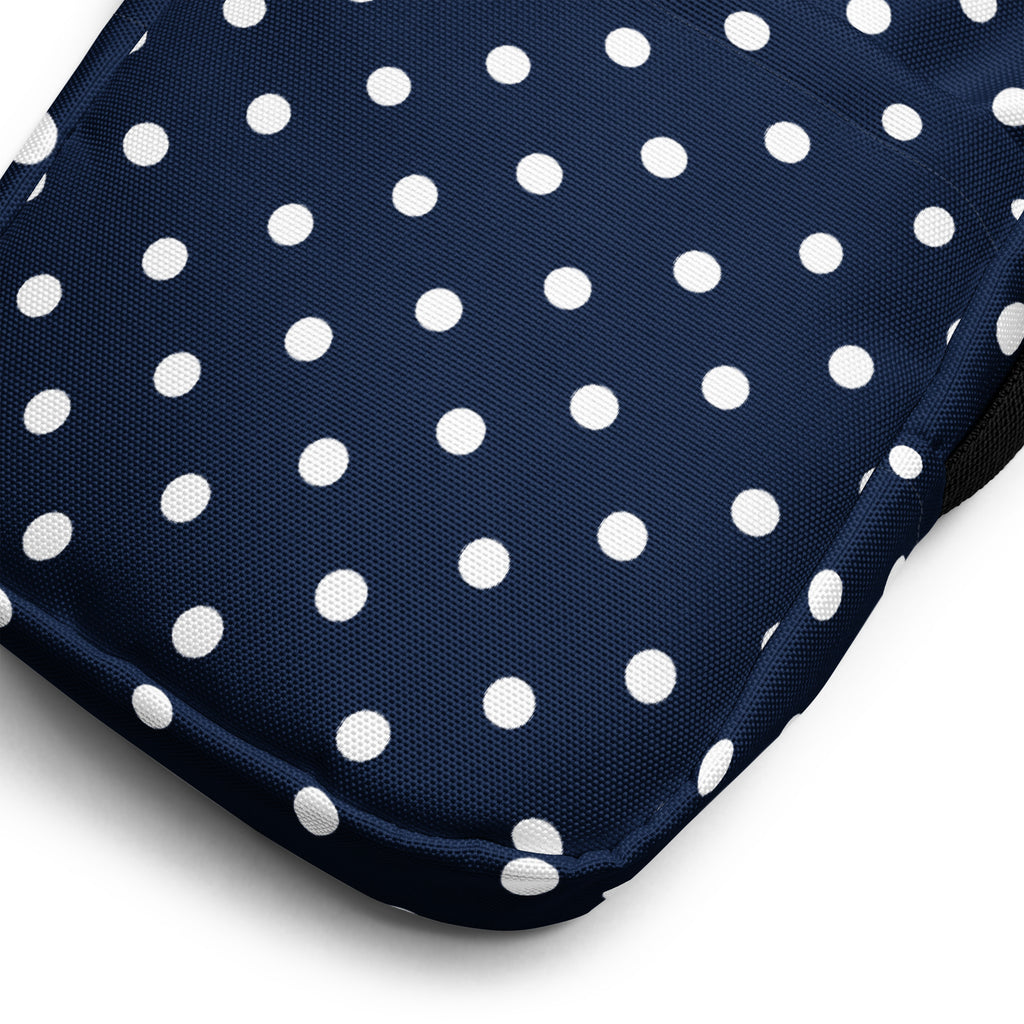 Navy Blue Polka Dot Crossbody Bag – Water Resistant Mini Purse With Adjustable Strap & Pockets