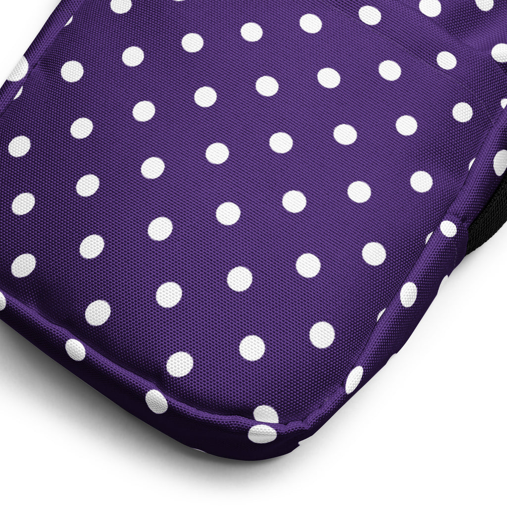 Dark Purple Polka Dot Crossbody Bag – Water Resistant Mini Purse With Adjustable Strap & Pockets