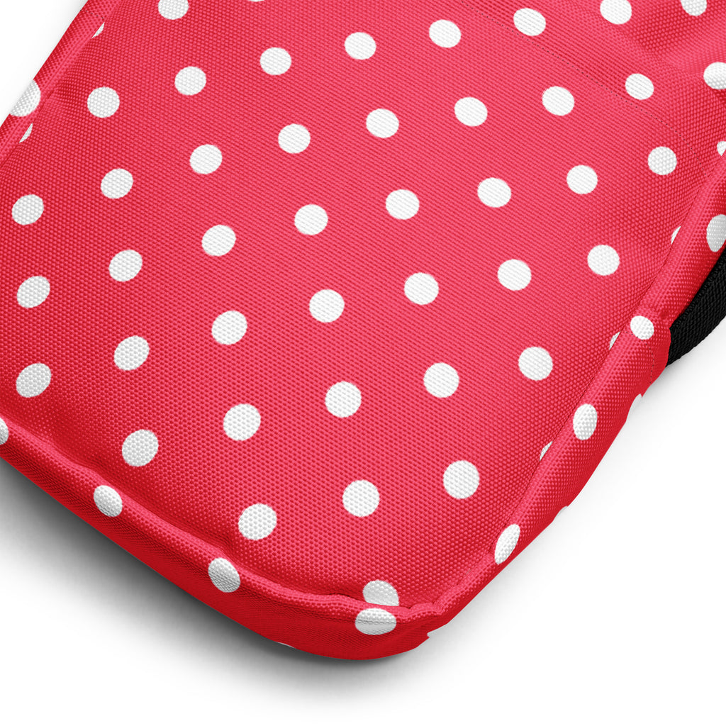 Bright Pink Polka Dot Crossbody Bag – Water Resistant Mini Purse With Adjustable Strap & Pockets