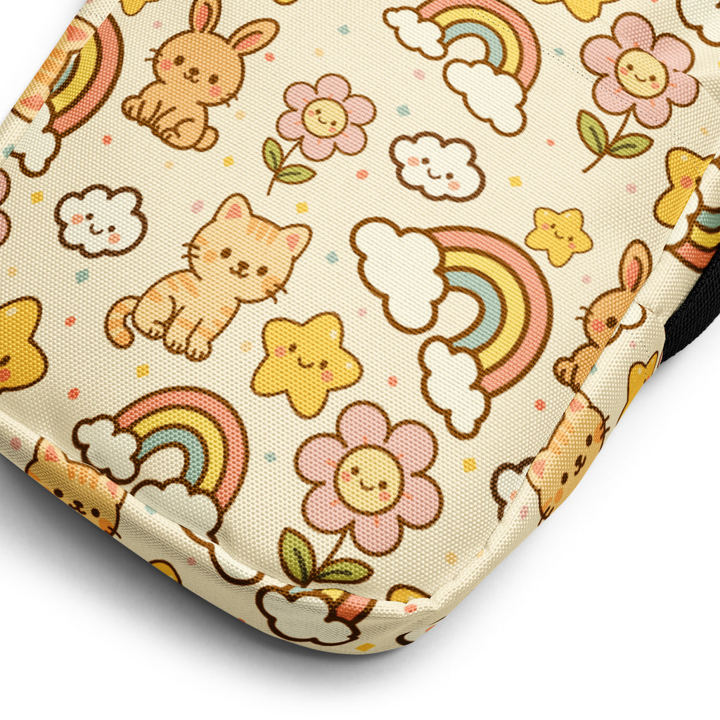 Girls Cute Cat Rainbow Crossbody Bag – Water Resistant Mini Purse With Adjustable Strap & Pockets