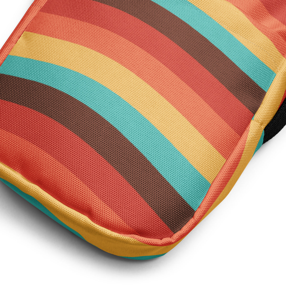 Retro Rainbow Stripe Crossbody Bag – Water Resistant Mini Purse With Adjustable Strap & Pockets