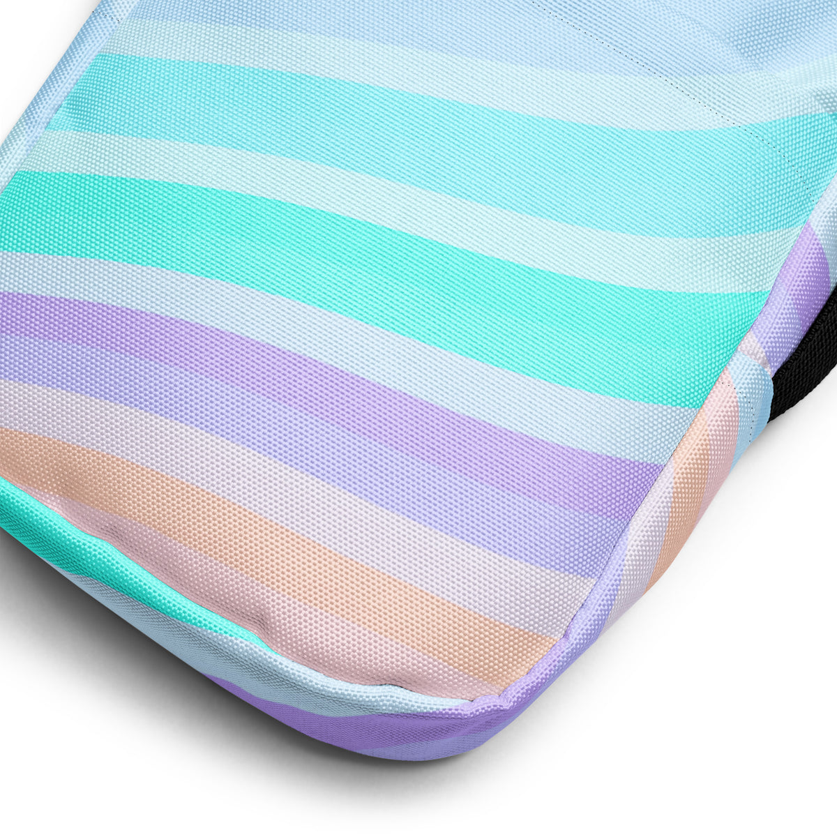 Striped Blue, Purple, & Aqua Crossbody Bag – Water Resistant Mini Purse With Adjustable Strap & Pockets