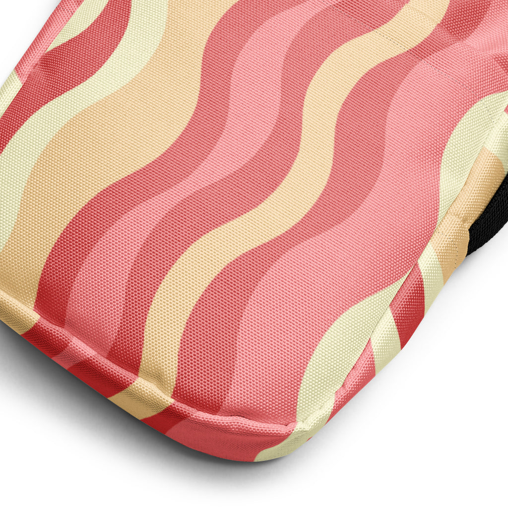 Pink Wavy Stripe Crossbody Bag – Water Resistant Mini Purse With Adjustable Strap & Pockets