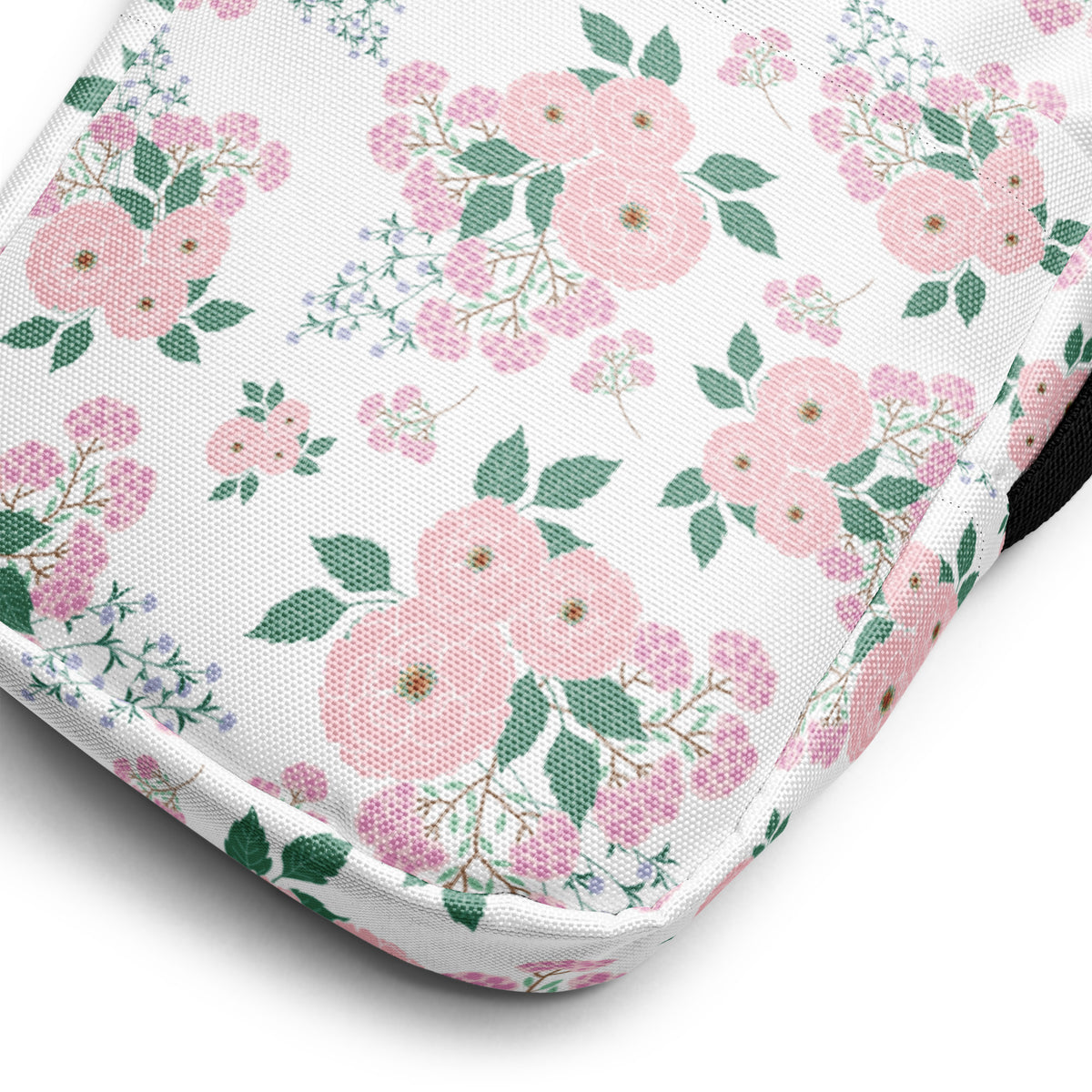 Girls Pink Flowers Crossbody Bag – Water Resistant Mini Purse With Adjustable Strap & Pockets