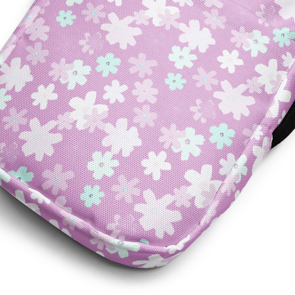 Purple Floral Crossbody Bag – Water Resistant Mini Purse With Adjustable Strap & Pockets