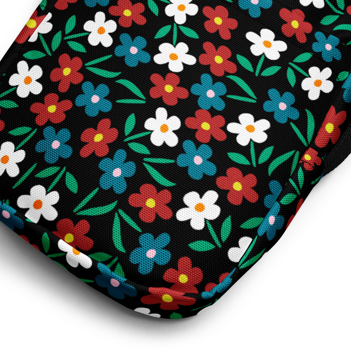 Girls Black Wildflower Crossbody Bag – Water Resistant Mini Purse With Adjustable Strap & Pockets