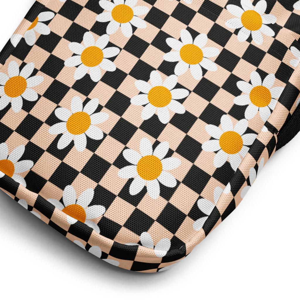 Daisy Checkered Crossbody Bag – Water Resistant Mini Purse With Adjustable Strap & Pockets