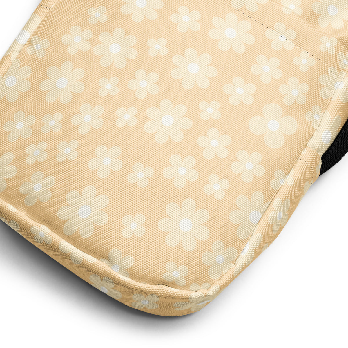 Cream Daisy Crossbody Bag – Water Resistant Mini Purse With Adjustable Strap & Pockets