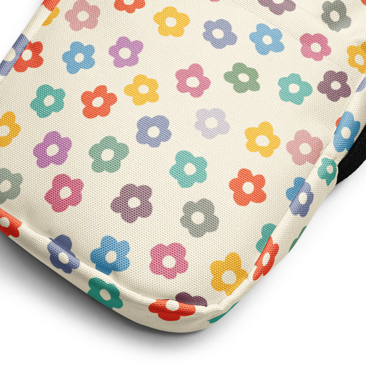 Colorful Retro Flower Crossbody Bag – Water Resistant Mini Purse With Adjustable Strap & Pockets
