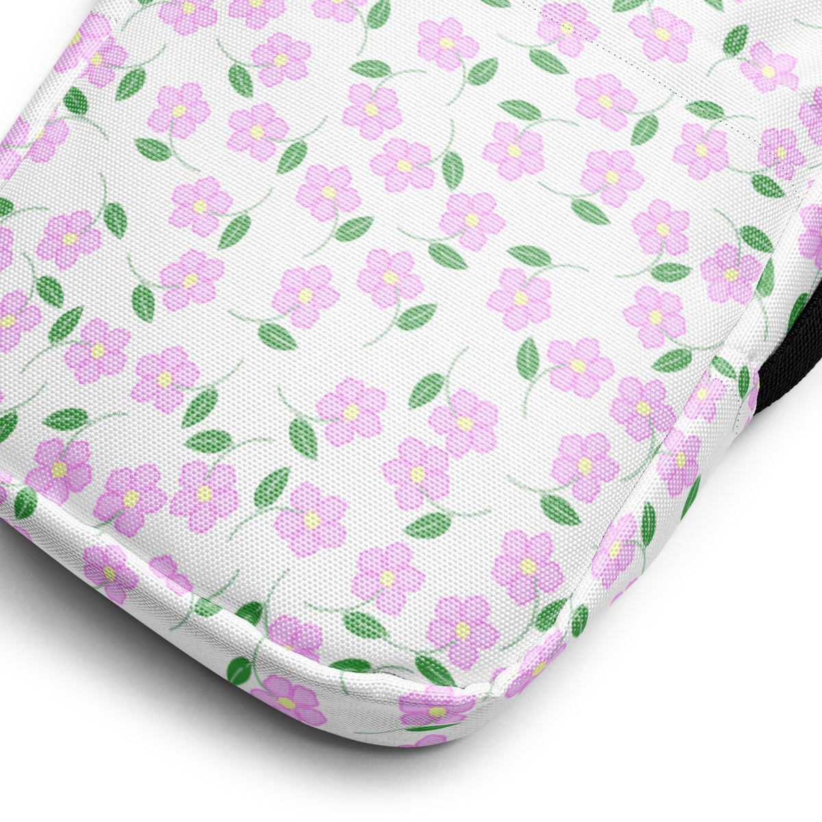 Pink Flowers Crossbody Bag – Water Resistant Mini Purse With Adjustable Strap & Pockets