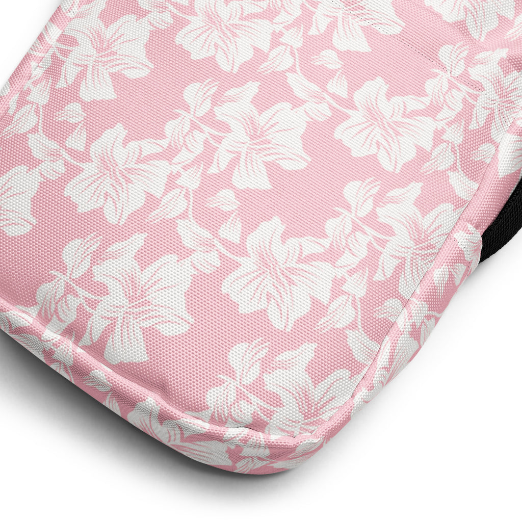 Girls Pink Hibiscus Crossbody Bag – Water Resistant Mini Purse With Adjustable Strap & Pockets