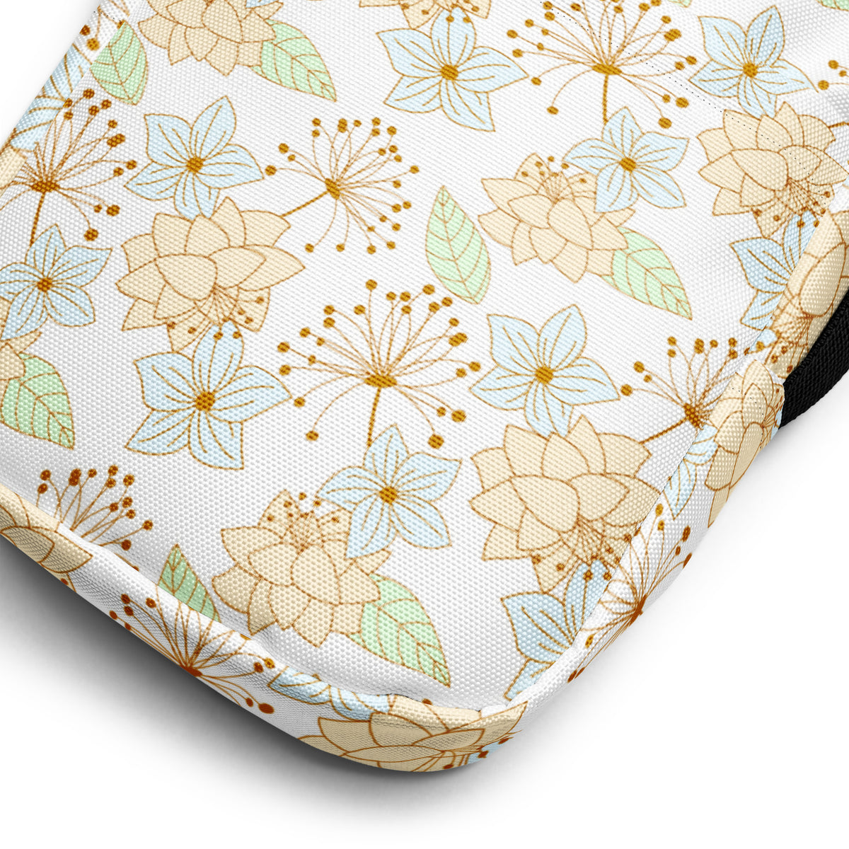 Gold Floral Crossbody Bag – Water Resistant Mini Purse With Adjustable Strap & Pockets