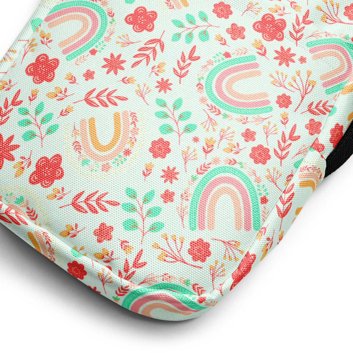 Rainbow Boho Floral Crossbody Bag – Water Resistant Mini Purse With Adjustable Strap & Pockets